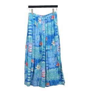 Willi of California Pleated Maxi Skirt All Over Print Rayon Size 16 Style 0D1170